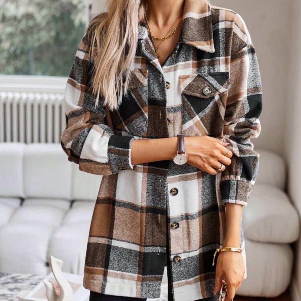 New plaid button down flannel jacket - Picture 2 of 6